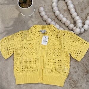 Crewcuts Kids Yellow Crochet Button Down Shirt